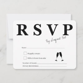 Tarjeta de RSVP blanca y negra