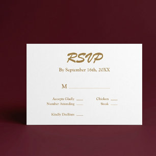 Tarjeta de RSVP Blanco/Oro