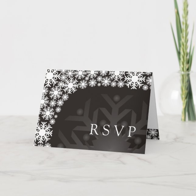 Tarjeta de RSVP - Boda de Invierno Copo de Nieve (Anverso)