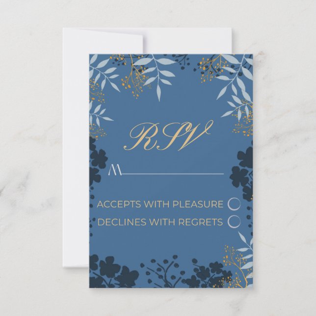 Tarjeta de RSVP Boda Elegante Hojas (Anverso)
