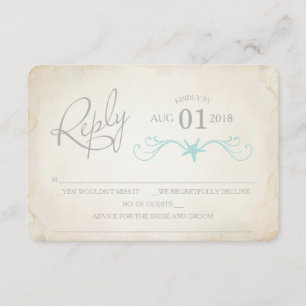 Tarjeta de RSVP, Boda en la Playa de Estrellas de
