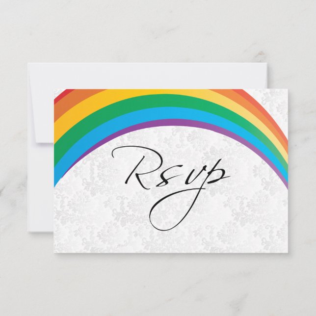 Tarjeta de RSVP Boda Gay Arcoíris (Reverso)