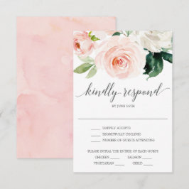 Tarjeta de RSVP Bodas Flores Sonrojadas