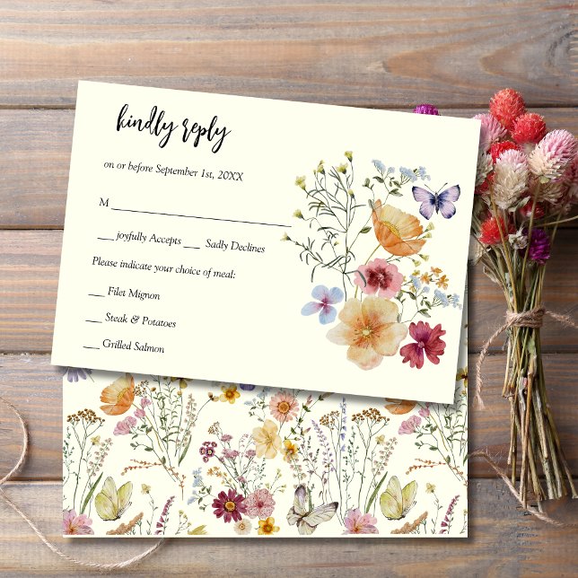 Tarjeta de RSVP Boho de Flor Silvestre Elegante (Subido por el creador)