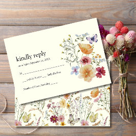 Tarjeta de RSVP Boho de Flor Silvestre Elegante