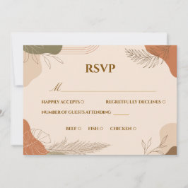 Tarjeta de RSVP Boho de Terracota Terrosa y Verde 