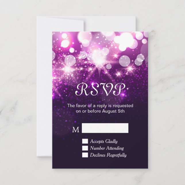 Tarjeta de RSVP - Brillantes Purpurinas de Moda (Anverso)