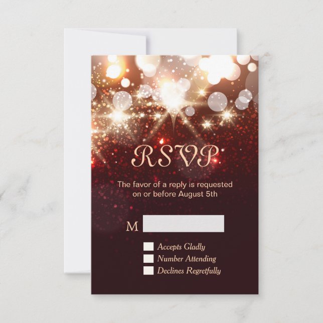 Tarjeta de RSVP - Brillos Modernos de Oro (Anverso)