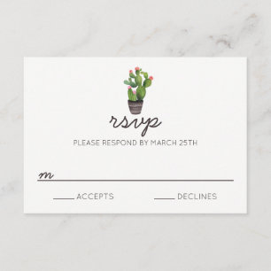 Tarjeta de RSVP - Cactus Floral Rosa