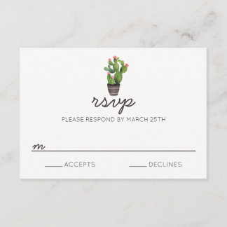 Tarjeta de RSVP - Cactus Floral Rosa