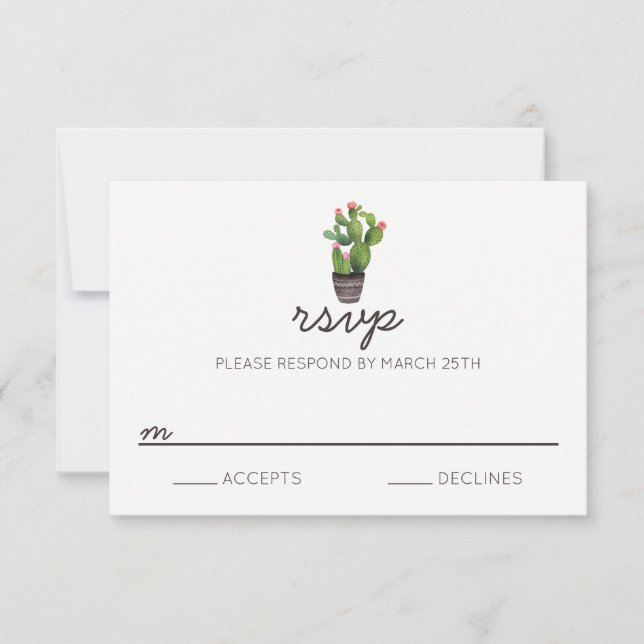 Tarjeta de RSVP - Cactus Floral Rosa (Anverso)