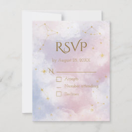 Tarjeta de RSVP Celestial Rosa | Estrellas de Acua
