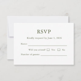 Tarjeta de RSVP clásica de escritura moderna elega