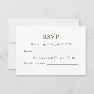 Tarjeta de RSVP clásica de escritura moderna elega