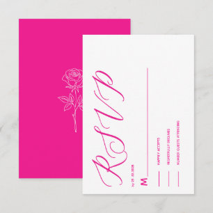 tarjeta de RSVP clásica fucsia rosa elegante simpl