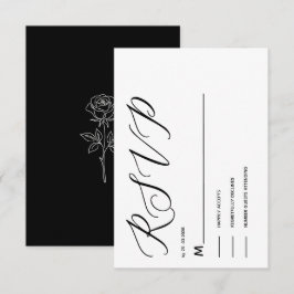 tarjeta de rsvp clásica simple y elegante en blanc
