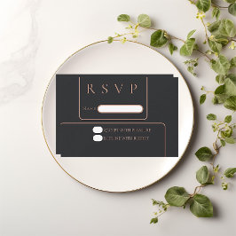 Tarjeta de rsvp color negro rosa minimo elegante