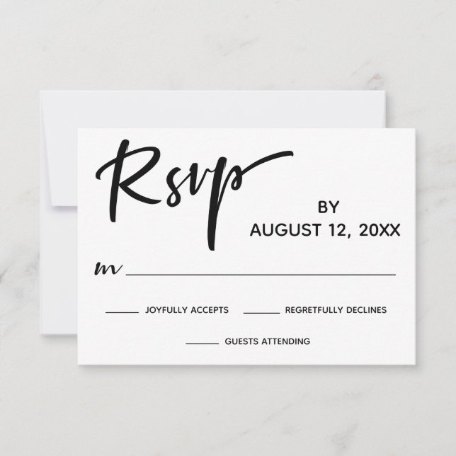 Tarjeta de RSVP con Caligrafía Moderna y Franja Do (Anverso)