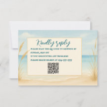 Tarjeta de RSVP con código QR Beach Bliss