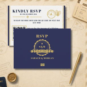 Tarjeta de RSVP con Código QR de Monograma para Bo