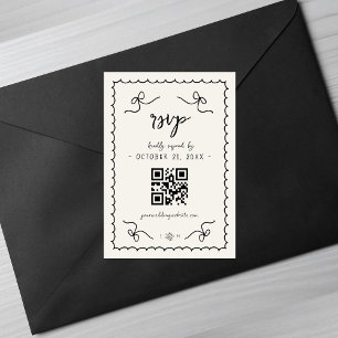Tarjeta de RSVP con código QR para boda vintage fr