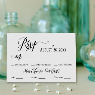 Tarjeta de RSVP con florituras elaboradas y opcion