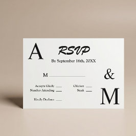 Tarjeta de RSVP con tipografía minimalista moderna