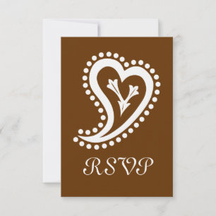 Tarjeta de RSVP Corazones Paisley Dulces en Chocol