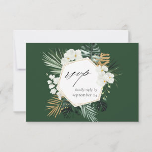 Tarjeta de RSVP de 2 comidas con Palma Tropical y