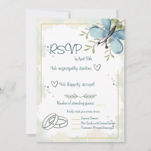 Tarjeta de RSVP de Acuarela de Mariposa Azul Claro