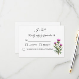 Tarjeta de RSVP de Acuarela Escocesa Floral de Car