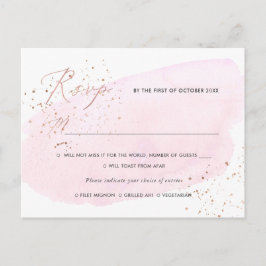 Tarjeta de RSVP de acuarela rosa con comidas por P