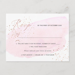 Tarjeta de RSVP de acuarela rosa con comidas por P
