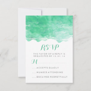 Tarjeta de RSVP de Acuarela Verde Menta Moderna