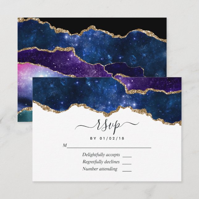Tarjeta de RSVP de Ágata Galaxia (Anverso / Reverso)