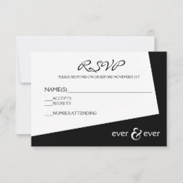 Tarjeta de RSVP de ángulo negro y blanco Ever & Ev