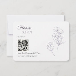 Tarjeta de RSVP de Arte de Línea de Escritura Púrp