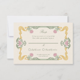 Tarjeta de RSVP de Arte Nouveau Oscuro Elegante