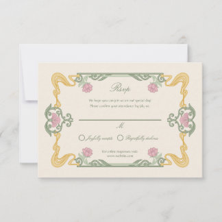 Tarjeta de RSVP de Arte Nouveau Oscuro Elegante