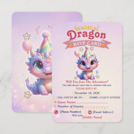 Tarjeta de RSVP de Aventura de Cumpleaños de Dragó