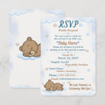 Tarjeta de RSVP de Baby Shower de Osito de Peluche