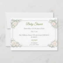Tarjeta de RSVP de Baby Shower Elegante en Verde S