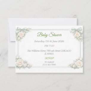 Tarjeta de RSVP de Baby Shower Elegante en Verde S