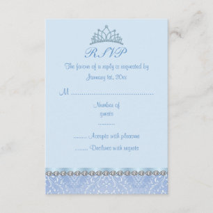 Tarjeta de RSVP de Blue Tiara & Damask Sweet16