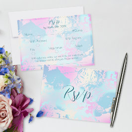 Tarjeta de RSVP de boda abstracta pastel moderna