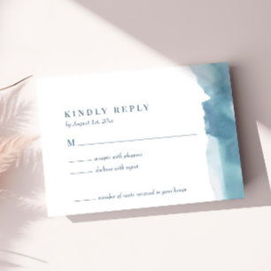 Tarjeta de RSVP de boda acuarela Océano Azul