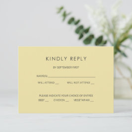 Tarjeta de RSVP de boda amarilla cítrica de isla