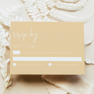 Tarjeta de RSVP de boda amarilla mantequilla minim