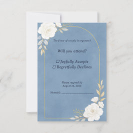 Tarjeta de RSVP de Boda Azul Polvoriento