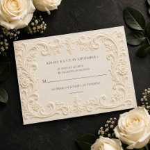 Tarjeta de RSVP de Boda Barroca Floral Elegante